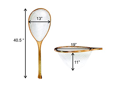 Premium Long Handle Hardwood Fishing Landing Net for Boats, Canoes, Rafts, 40" Overall