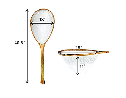 Premium Long Handle Hardwood Fishing Landing Net for Boats, Canoes, Rafts, 40" Overall