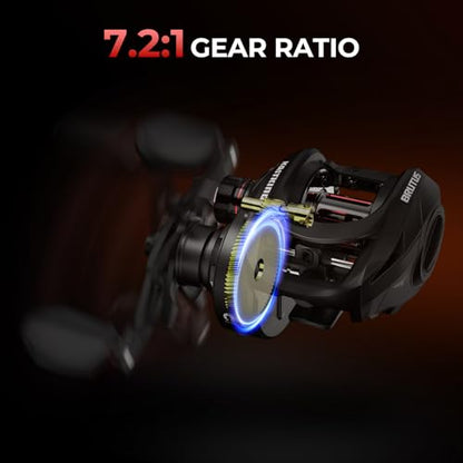 KastKing Brutus Twin-Tip Fishing Rod and Reel Combo, Baitcaster, Spinning & Spincast Combo, IM6 Graphite 2-Piece Rod with Backup Tip Section, EVA Handle, Durable & Sensitive, Freshwater Fishing - size: Right Handed Reel,7'0" MH(2 Pcs + Extra Tip), style: