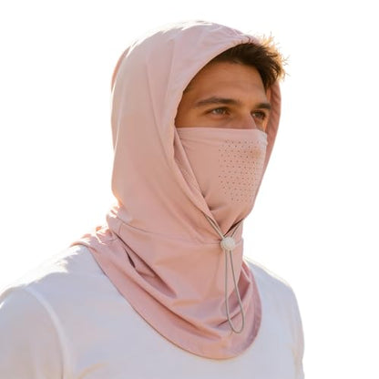 Cooling Balaclava Face Mask Sun UV Protection Hood Full Head Mask Face Cover with Breathable Holes for Cycling Fishing - color: Pink