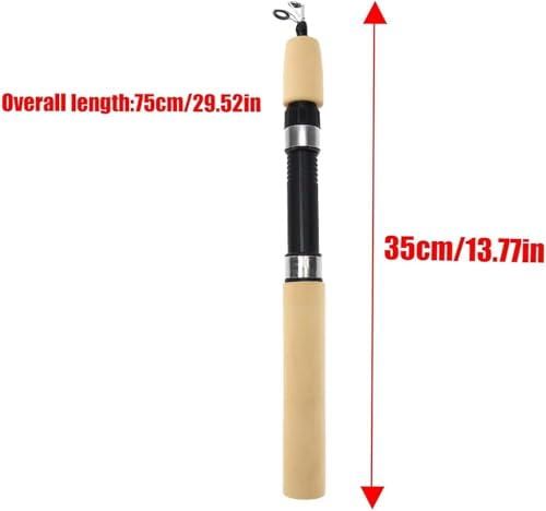 Ice Fishing Rod Combo - Telescopic Fishing Rod, Ergonomic Ice Fishing Gear,Retractable Winter Fishing Pole, Cold Weather Fishing Rod, Portable Rod Combo Suitable for Trout,Walleye and Perch（Pale Pink）