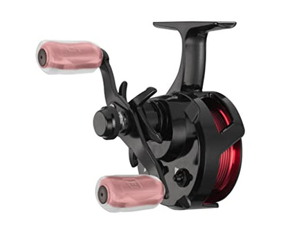 13 Fishing - Descent Aluminum - Inline Ice Fishing Reel - 2.7:1 Gear Ratio - Left Hand Retrieve (Aluminum Spool Gen 2 Design) - D2AL-2.7-RH, Black/Red