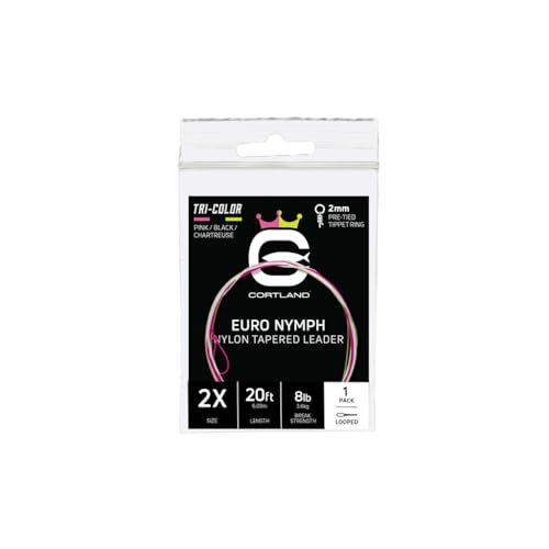 Cortland Euro Nymph Tapered Leader, 1 Pack, 4 Color - size: 4x