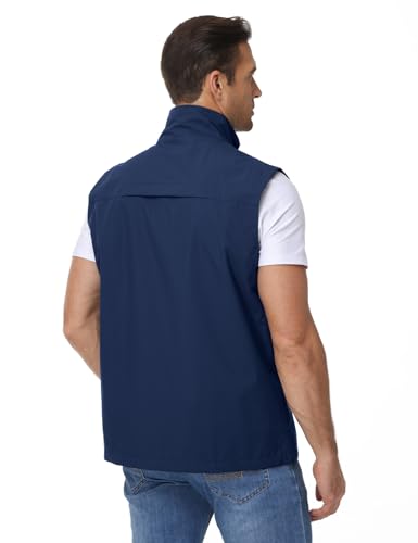 Eisctnd Mens Lightweight Quick Dry Vest Sleeveless Outdwear Utility Jacket | Utility Sleeveless Vest with Multi Pockets, Outerwear Hiking Fishing Photography Camping Travel Outdoor - color: Darkblue, size: X-Large