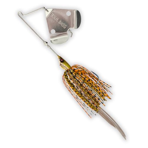 USA BASS Tackle Stiletto Buzzbait Largemouth Smallmouth Spotted Bass Premium Fishing Bait Hover Head Custom Silicon Skirt Mega Bubble Blade Clacker Heavy Duty Hook - color: Red Herring