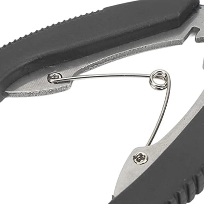 Fishing Pliers Multi Function Lure Pliers with Curved Mouth Stainless Steel Fishing Hook Remover and Line Cutting Scissors Braid Cutters for Outdoor Fishing Durable (Black) - color: Black