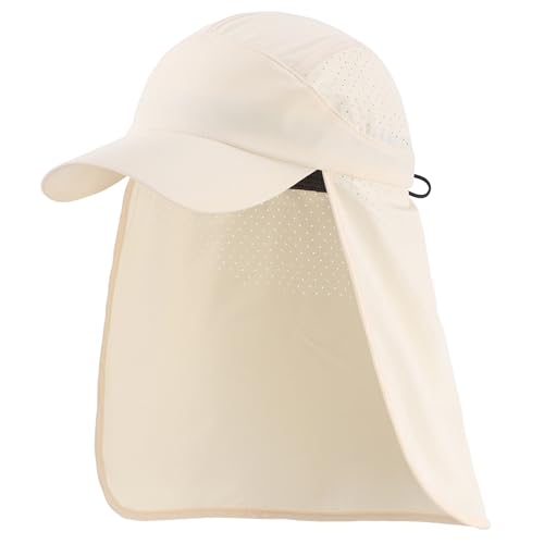 Connectyle Men's Sun Hat with Neck Flap Adjustable Breathable UPF 50+ Sun Protection Baseball Cap for Fishing Hiking Golfing - color: Beige