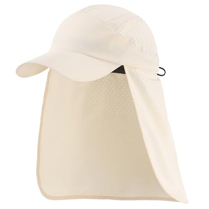 Connectyle Men's Sun Hat with Neck Flap Adjustable Breathable UPF 50+ Sun Protection Baseball Cap for Fishing Hiking Golfing - color: Beige