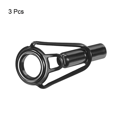 PATIKIL Tube Dia Fishing Rod Tips Repair Kit, Stainless Steel Black Guide Ring for Fishing - size: 4.4mm
