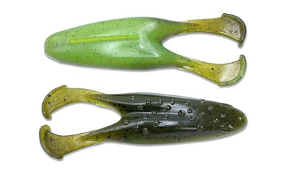 Phat Pak Baits - Skipper Toad Jr Zoom Horny Toad Style Soft Plastic Frog 3.5" 15ct Top Water Bass Fishing Lure - color: Green Pumpkin Chartreuse