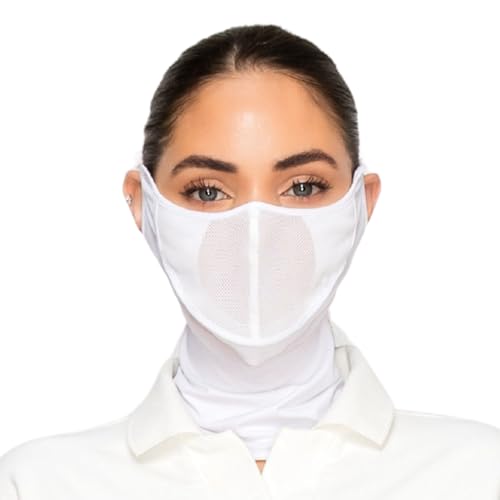 Cooling Face Mask UVA&B 99.9% Block Made in KOREA UV Protection Sports Lightweight Breathable Golf Cycling Driving - color: White
