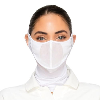 Cooling Face Mask UVA&B 99.9% Block Made in KOREA UV Protection Sports Lightweight Breathable Golf Cycling Driving - color: White