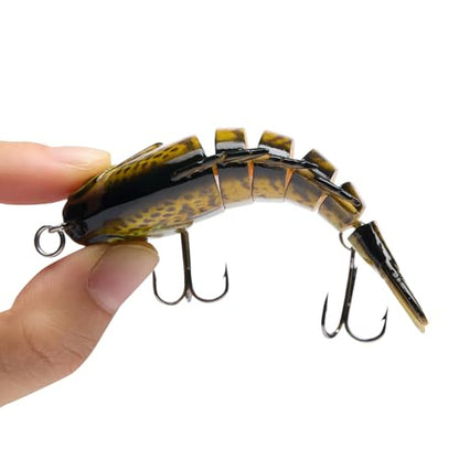 BASSDASH SwimPanfish Multi Jointed Panfish Bluegill Swimbaits Hard Topwater Bass Lures Fishing Lure Crank Saltwater 3.5in/0.85oz - color: Redbreast Pumpkinseed