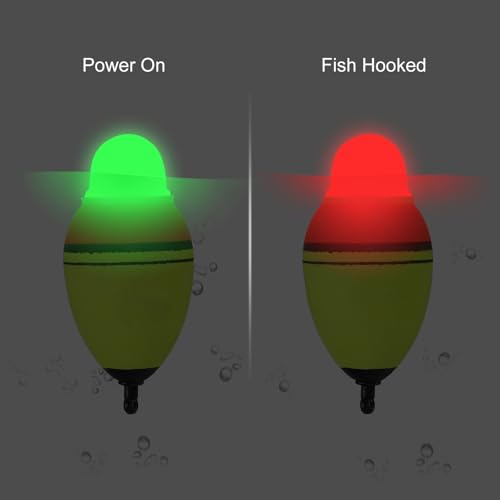 PATIKIL Lighted Fishing Slip Bobber, EVA Green Red LED Light Up Fishing Float for Night Fishing - style: 1oz
