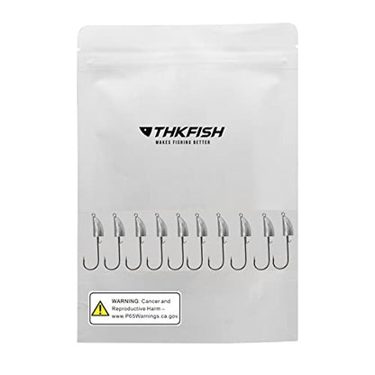 THKFISH Weedless Swimbait Jig Heads for Bass Fishing, Weighted Texas Rig Hook Fishing Hooks Saltwater Freshwater 1/8 oz, 1/6 oz, 1/4 oz, 3/8 oz, 1/2 oz,3/4 oz - color: Silver A, size: 10g(3/8 oz)-10pcs