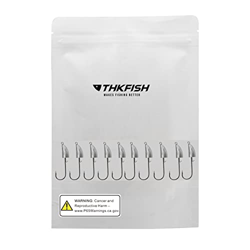 THKFISH Weedless Swimbait Jig Heads for Bass Fishing, Weighted Texas Rig Hook Fishing Hooks Saltwater Freshwater 1/8 oz, 1/6 oz, 1/4 oz, 3/8 oz, 1/2 oz,3/4 oz - color: Silver A, size: 14g(1/2 oz)-10pcs