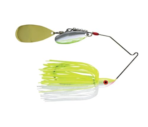 Hydra-Vibe Spinner Bait with Custom Blades - color: Chartreuse/White, size: 1/2 OZ