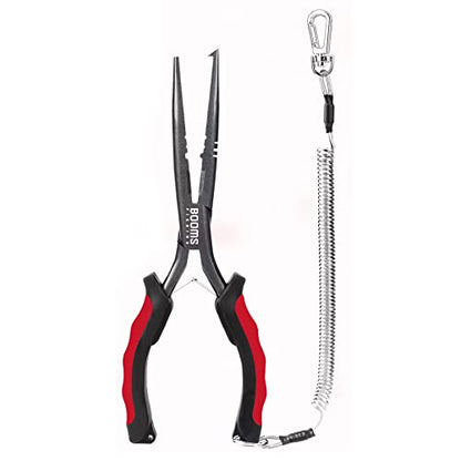 Booms Fishing F03 Needle Nose Fishing Pliers, 9" Fisherman's Pliers, Long Nose Hook Remover, Saltwater Resistant Fishing Gear, Red - color: 9"_red