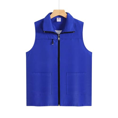 Men Women Outdoor Fishing Vest Zip Up Travel Hiking Summer Outerwear Unisex Mesh Breathable Waistcoat Lightweight - color: Blue, size: XX-Large