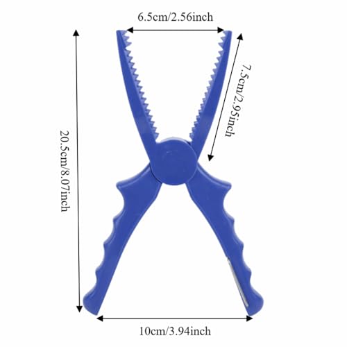2 Pcs Fishing Pliers 8.1 Inch – ABS Fish Grip Clamp with Ergonomic Handle and Lanyard for Saltwater and Freshwater Fishing, Lightweight Portable Tackle Tool - color: Blue