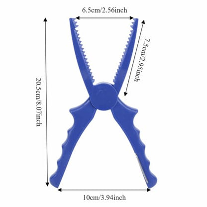2 Pcs Fishing Pliers 8.1 Inch – ABS Fish Grip Clamp with Ergonomic Handle and Lanyard for Saltwater and Freshwater Fishing, Lightweight Portable Tackle Tool - color: Blue