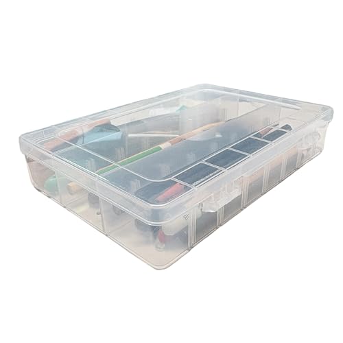 4-Pack Clear Plastic Artist's Art Supply Storage Sketching Pencil Case, Large Capacity Charcoal Pencil Organizer Box with Compartments for Sketching and Drawing Tools.