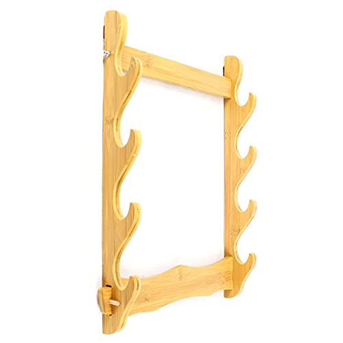 4-Layer Wall Holder Sword Stand Display Stand Bamboo Wall-Mounted Storage Rack for Sword, Flute, Fishing Rod, Living Room Decoration