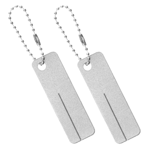 LIOOBO 2pcs Portable Fish Hook Sharpener with Chain, Corundum Material, Compact Design, Precise Edge for Camping and Outdoor Activities, Lightweight Fishing Sharpening Tool