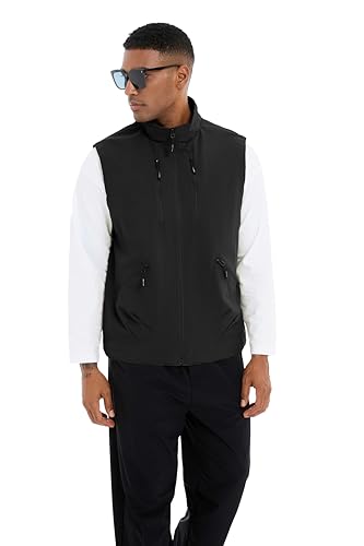 Utility Vest for Men Fishing Golf Travel Hiking Photo Outwear Lightweight Sleeveless Jacket with Pockets - color: Black1, size: Small