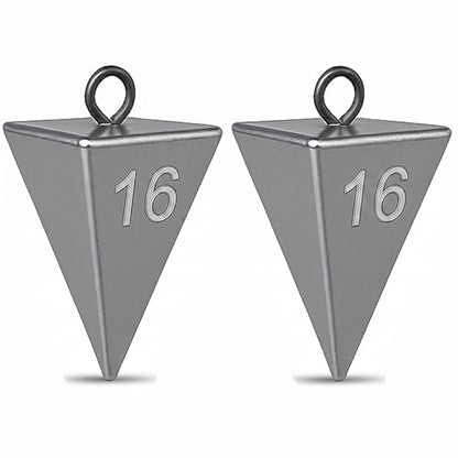 Pyramid Sinkers for Surf Fishing – Lead Fishing Weights, No-Roll Bottom Hold - style: 16oz-2pcs