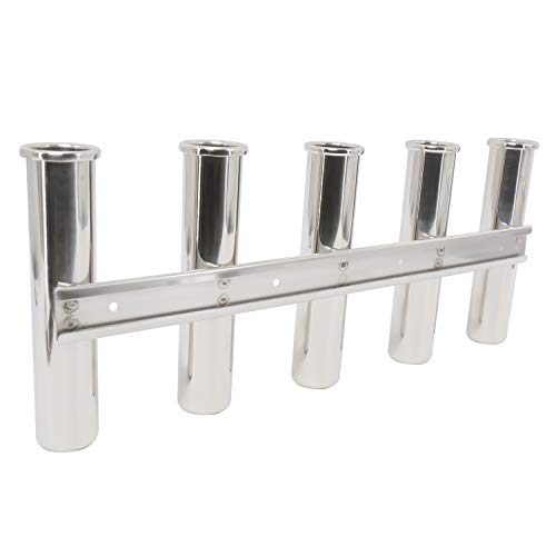 Amarine Made 5 Tube Stainless Steel Fishing Rod Rack Mirror Finish 316 Stainless Steel 5 Rod Rack