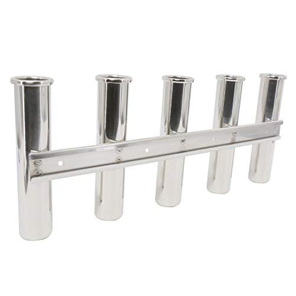 Amarine Made 5 Tube Stainless Steel Fishing Rod Rack Mirror Finish 316 Stainless Steel 5 Rod Rack