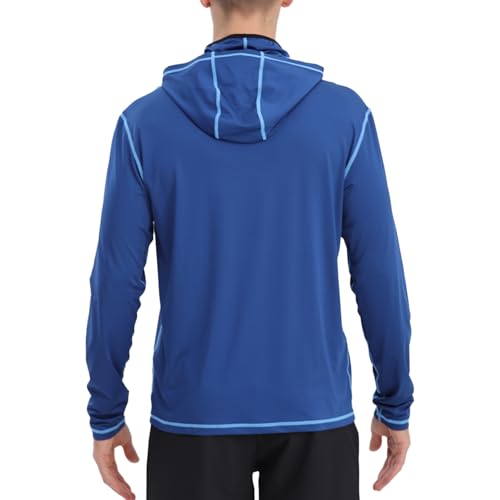 Fishing Shirts for Men,Long Sleeve Rash Guard Shirts Sun Protection Hoodie Athletic Running Hiking Shirt 1/2 Packs - color: Navy and Black, size: Small