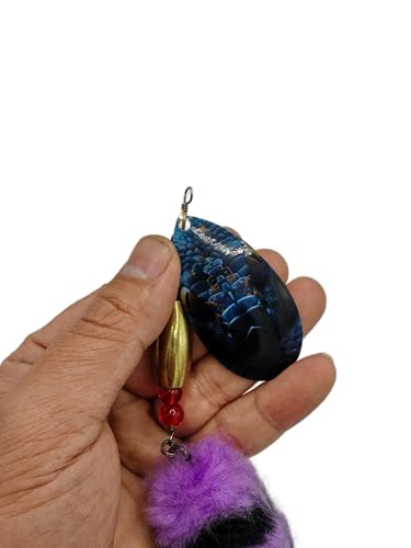 Pike Musky Walleye Fishing Lure Spinnerbait with Feathered Hooks Rooster Tail Fishing Lures Spoon Lures Baits with Tackle Box - color: Style A-Purple