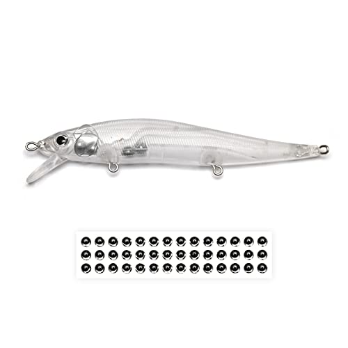 Unpainted Jerkbait Fishing Lure Blanks - 20 Minnow Lures with Free Eyes, SwimBaits for Bass