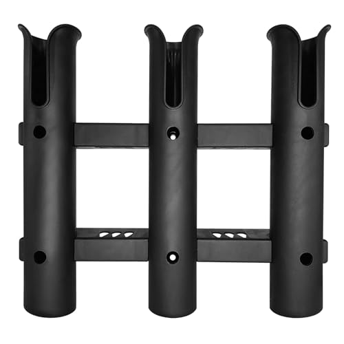 Fishing Rod Holder Bracket Tube 3 Rod Rack Wall Mounted Rod Holder Portable Fishing Pole Holders for Boat Truck Kayak Garag (Black)