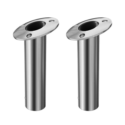 2Pcs Rod Holders for Fishing Boat, Heavy Duty 316 Stainless Steel Fishing Rod Pole Holder, Flush Mount, 15/30/90 Degree - color: Silver - Black Insert