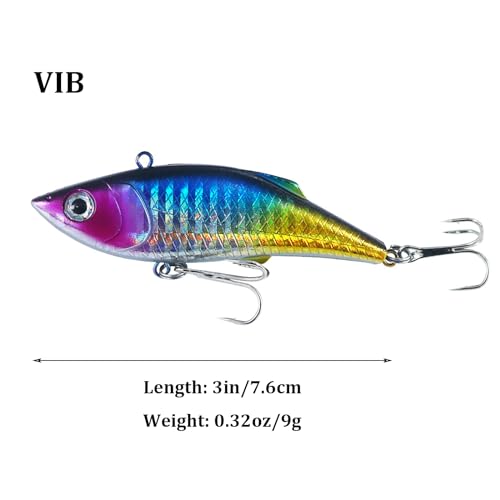 WOLFSKIN Fishing Lures Kit, Fishing Baits Set, Included Crankbaits, Curly Tail Jigs, Spoons, Hooks, Weights, Fishing Accessories with Tackle Box, for Carp, Bass, Freshwater Saltwate - color: 5p hard lures