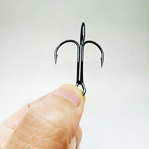 AMHDV 100pcs Treble Hooks Barbed Sharp Treble Hook for Freshwater and Saltwater - color: Black, size: 8# 100pcs
