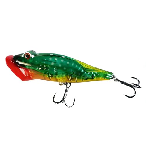 Popper Fishing Lures Topwater Fishing Baits Hard Baits 3D Eyes Swimbait Crankbait with Treble Hook for Bass Trout Freshwater Saltwater - color: 5pcs-3.15in/0.44oz
