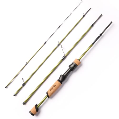 Tangoy Ultralight Fishing Rod 2-Piece Trout, Panfish, Crappie with Carbon Fiber Blank & Cork + High EVA Handle - Micro Light Fishing Pole, Fuji Guide Expansion Joint System - size: Spin-564UL-4PCS