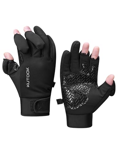 KUTOOK Winter Fishing Gloves for Men& Women Waterproof Glove Cold Weather Hunting Photography Shooting Hiking - color: Black, size: Small
