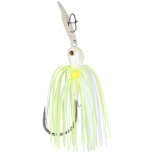 Strike King Thunder Cricket Fishing Lure, Vibrating Swim Jig, Silver Blade, 4/0 Jungle-Style Flipping Hook - color: Chartreuse Blue Glimmer, size: 1/2 oz