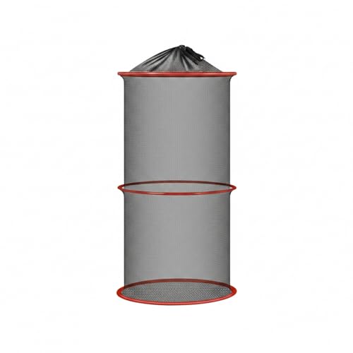 Collapsible Mesh Fish Keeper Bag, Portable Polyester Net for Freshwater Fishing, Black - size: 9.84 x 9.84 x 23.62"