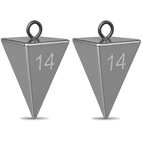 Pyramid Sinkers for Surf Fishing – Lead Fishing Weights, No-Roll Bottom Hold - style: 14oz-2pcs