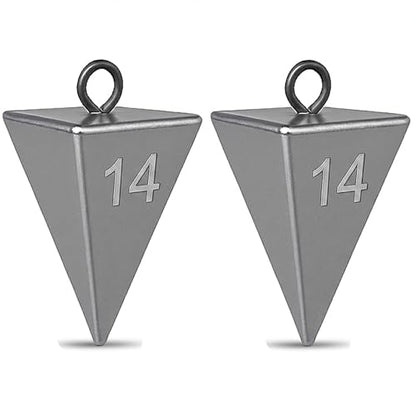 Pyramid Sinkers for Surf Fishing – Lead Fishing Weights, No-Roll Bottom Hold - style: 14oz-2pcs