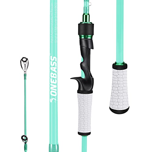 One Bass Fishing Rod, Spinning & Casting Fishing Pole with 30 Ton Carbon Fiber - color: A-Blue-Cast, size: 6'0"Medium-2piece