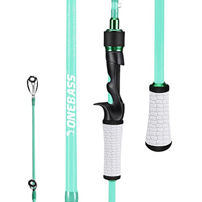 One Bass Fishing Rod, Spinning & Casting Fishing Pole with 30 Ton Carbon Fiber - color: A-Blue-Cast, size: 6'0"Medium-2piece