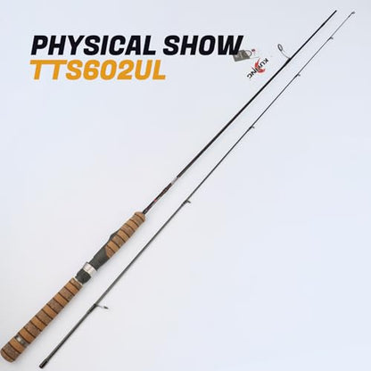 Teton 5'2"-6'6" BFS Fishing Rod Casting & Spinning, Ultra Light Rods, 40T Carbon Fiber Blank, Fuji Guides & Reel Seat, MF Fast Action, 2 Piece Travel Trout Lure Pole - size: Spin 6'0"-UL-M Fast-TTS602UL