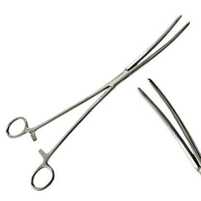 12inch Rochester-Pean Hemostat Forceps, Curved with Serrated Jaws - Lock-Ratcheting - Multi-Use, for Fishing, Veterinary, Crafts, and More - Stainless Steel (1 Each)